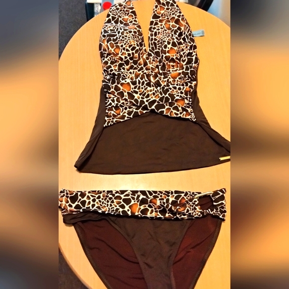 Antonio Milani leopard print two piece swimsuit with brass loops - Picture 5 of 7